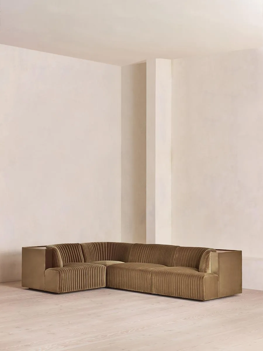Hamish Modular Sofa, L-Shape Sofa, Velvet, Truffle