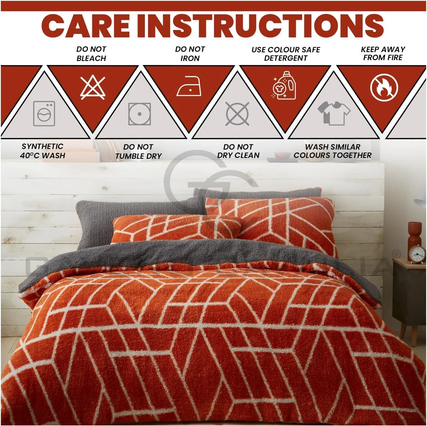 GAVENO CAVAILIA Ely Geo Printed Duvet Cover in Burnt Orange 5