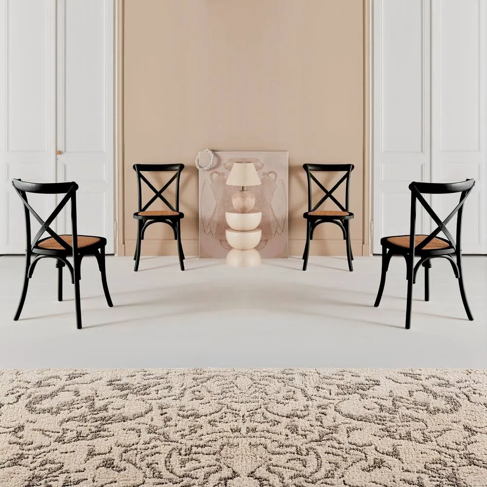 sweeek Set of 4 vintage wooden bistro chairs in Black 1