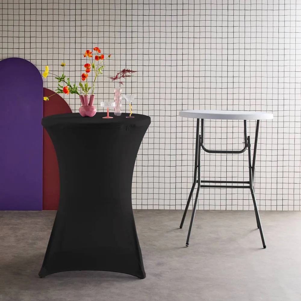 sweeek Pair of foldable high tables with protective covers in Black 3