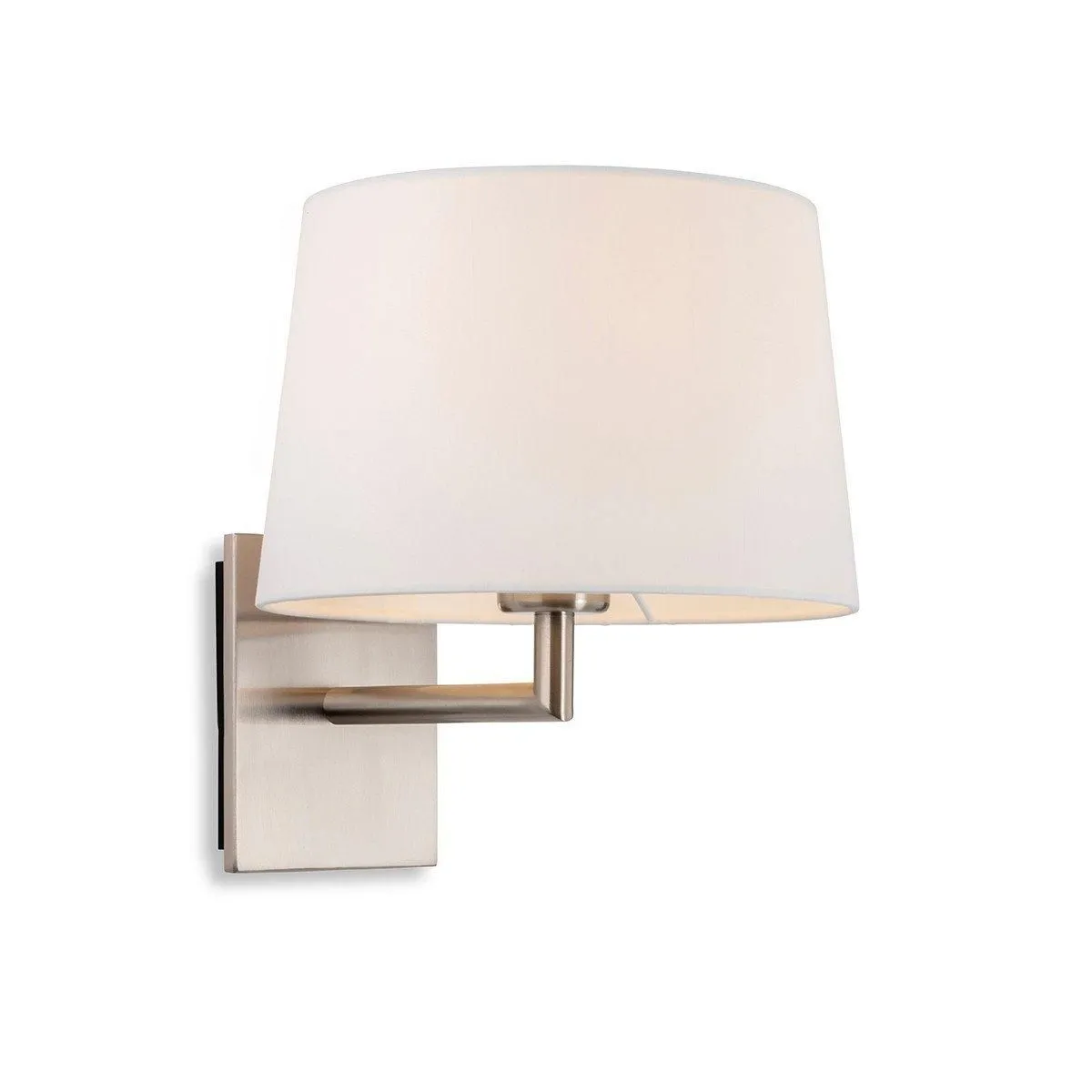 Netlighting Grand 1 Light Single Indoor Wall Light Brushed Steel Cream Shade E27 in Grey