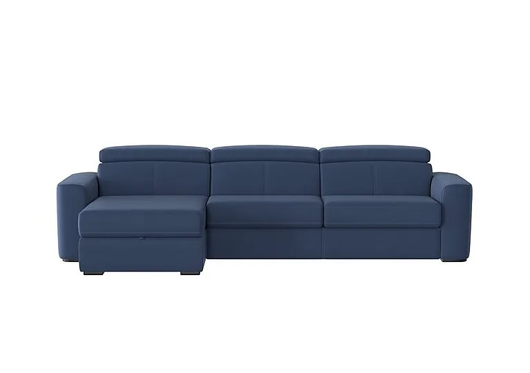 Infinity Fabric Left Hand Facing Corner Chaise Sofa Bed with Storage - Blue