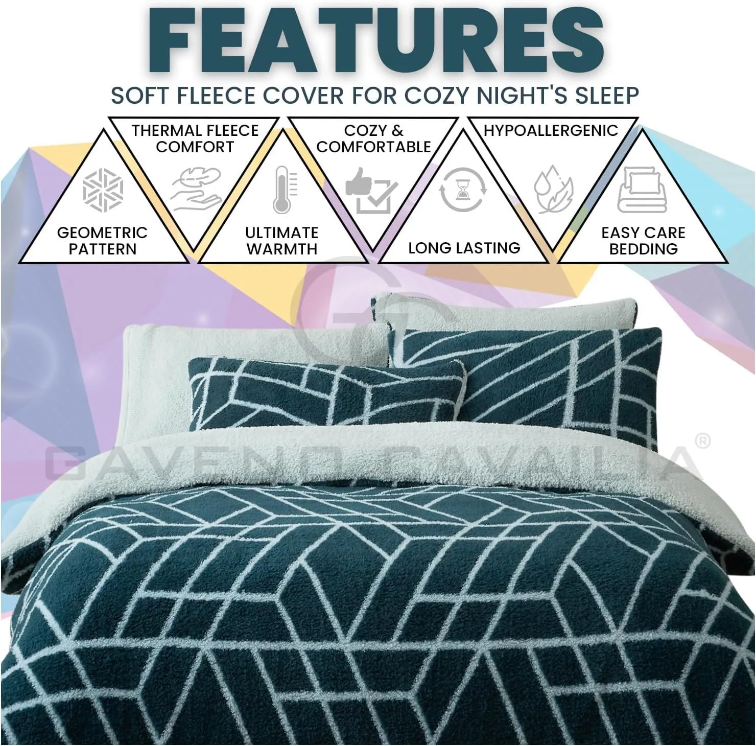 GAVENO CAVAILIA Ely Geo Printed Duvet Cover in Green 3