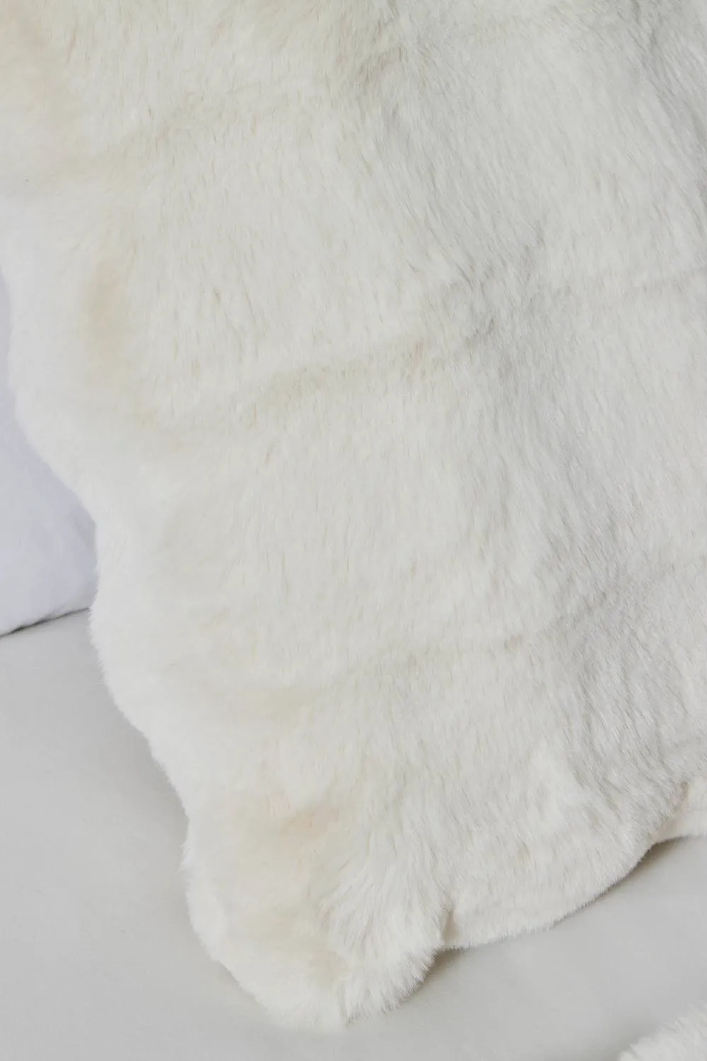 BHS Scalloped Faux Fur Cream Cushion 2