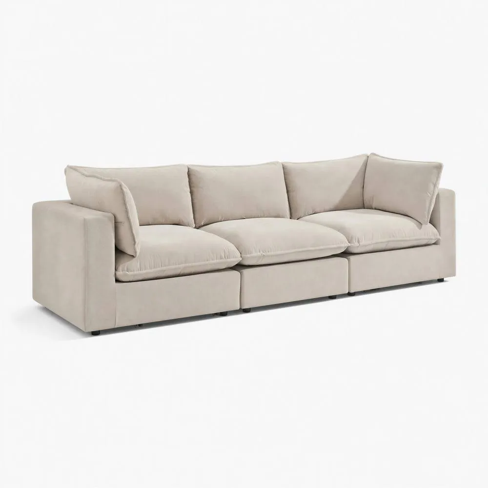 FurnitureboxUK Echo Linen-Look Fabric 3 Seater Modular Sofa in Cream 6