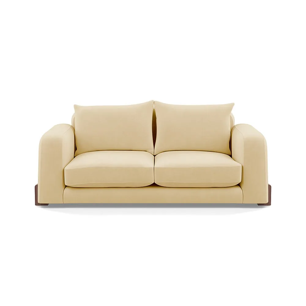 Heal's Nuvola 3 Seater Sofa Smart Luxe Velvet Biscuit Walnut Stained Feet 1