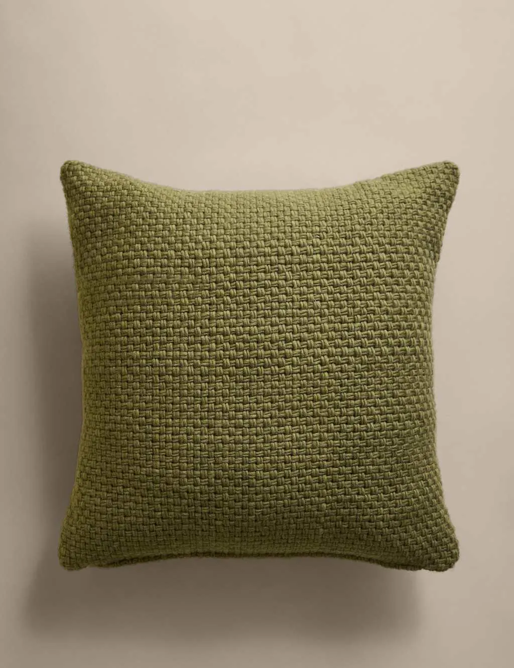 M&S Pure Wool Basket Weave Cushion Dark Green