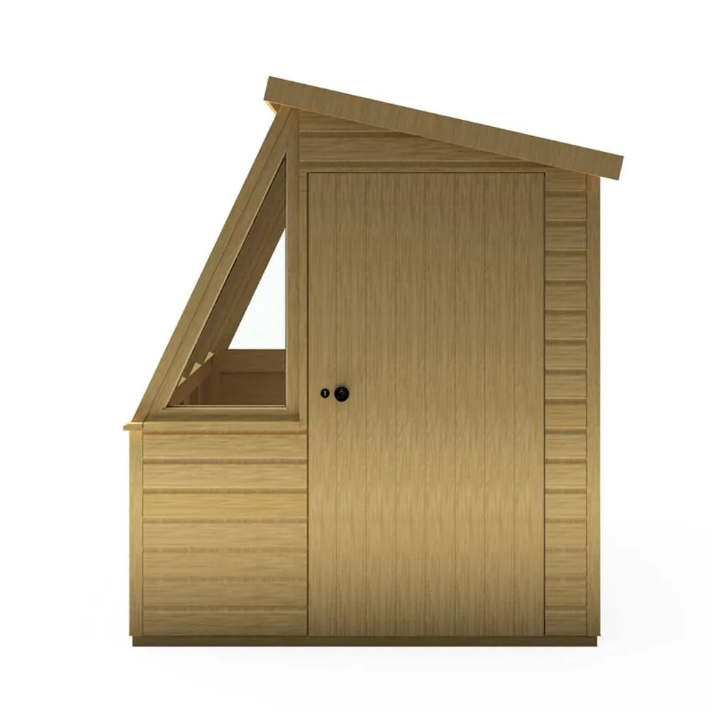 Shires Iceni 8x6' Potting Shed Pre Hung Doors with Opening Glass Side Window in Brown