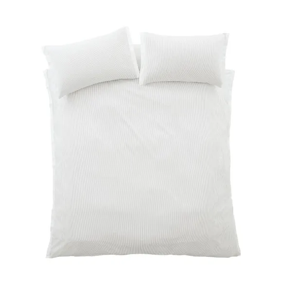 Bianca Seersucker Woven Stripe 100% Cotton Duvet Cover & Pillowcase Set 6