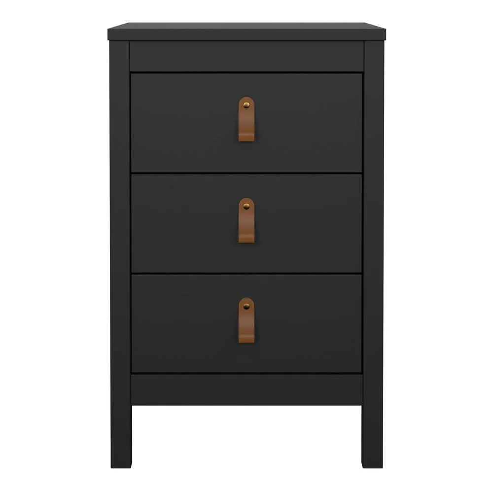 Furniture To Go Barcelona Bedside Table 3 Drawers in Matt Black 2