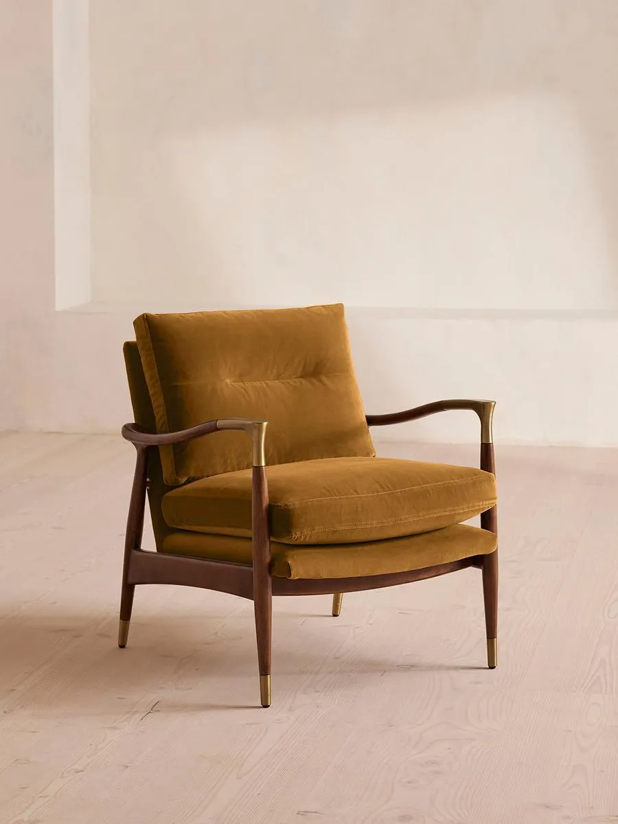Theodore Armchair, Velvet, Mustard