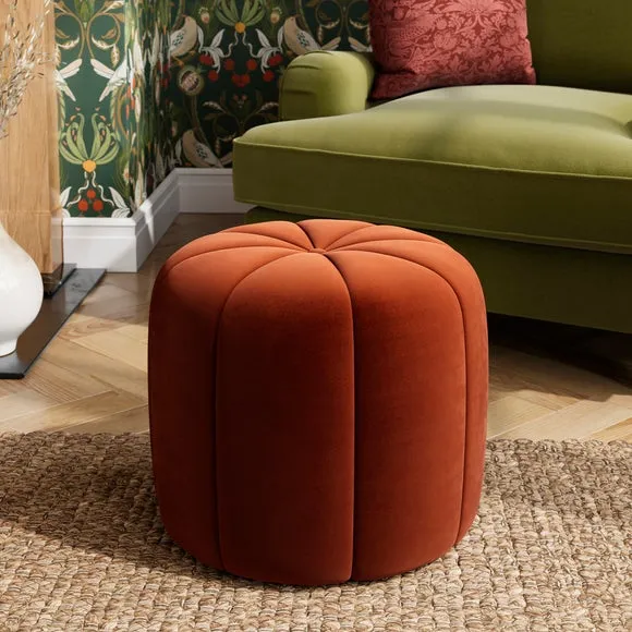 Pumpkin Velvet Footstool 2