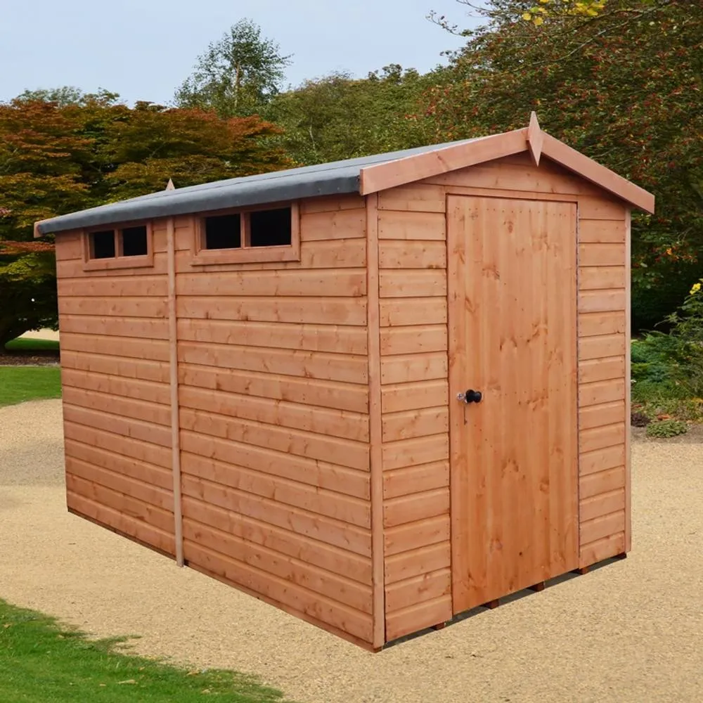 Shires Security Apex Handmade Garden Shed Approx 10 x 8 Feet in Brown