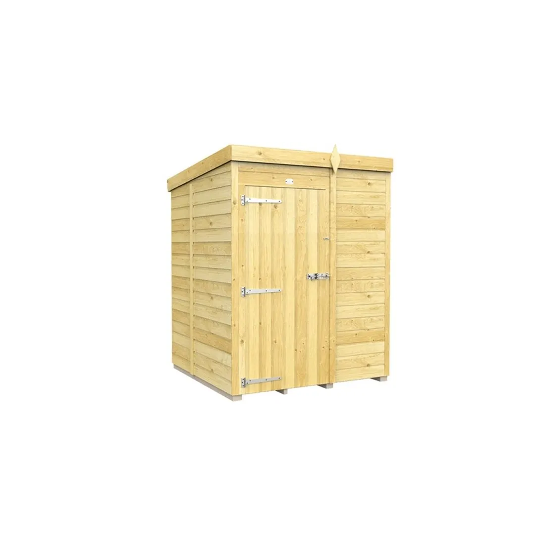 Buttercup Farm 5 x 5 Feet Pent Shed - Single Door W/O Windows - L147 x W158 x H201 cm in Brown