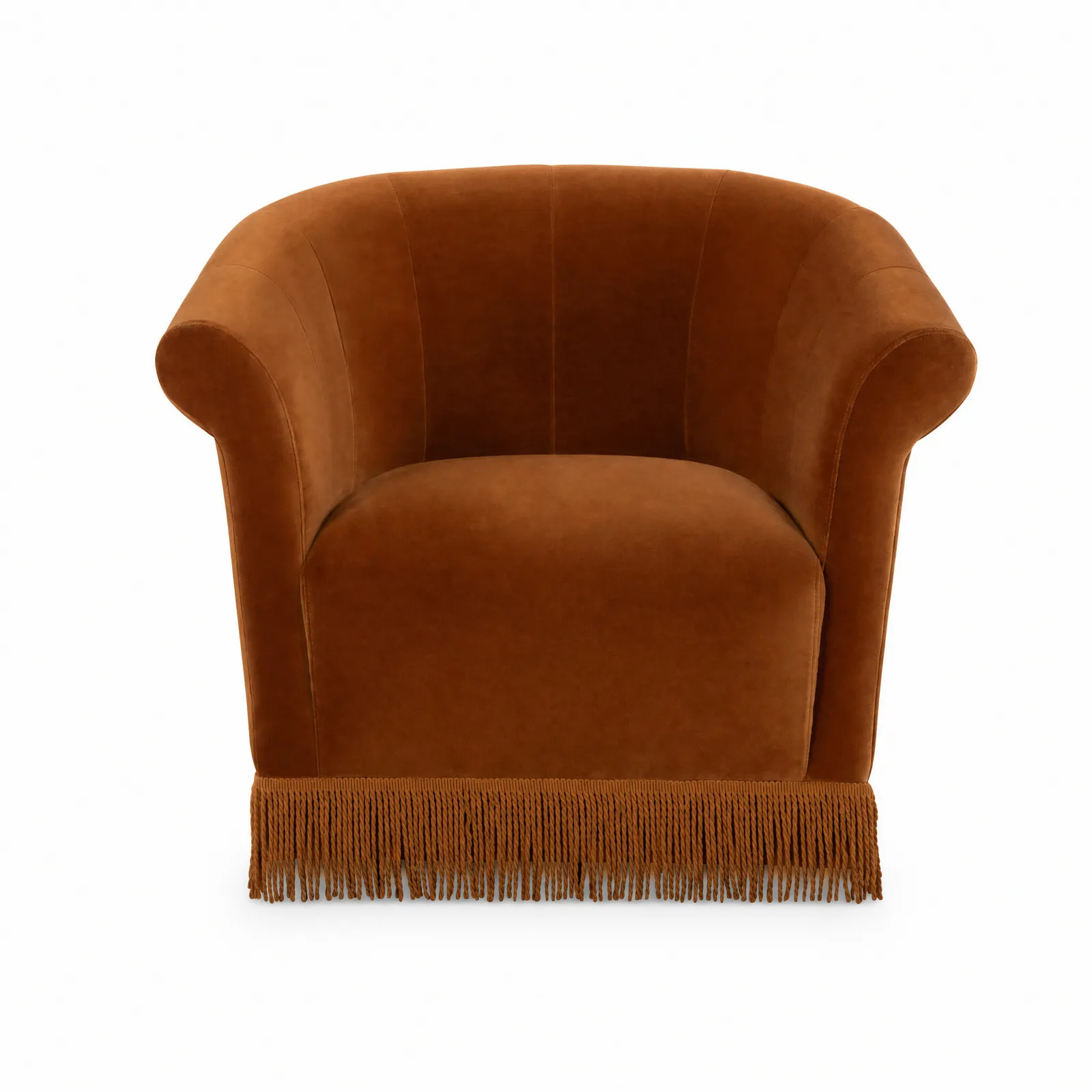 Lilou Trumpet Armchair With Fringe, Red Velvet | Barker & Stonehouse 2