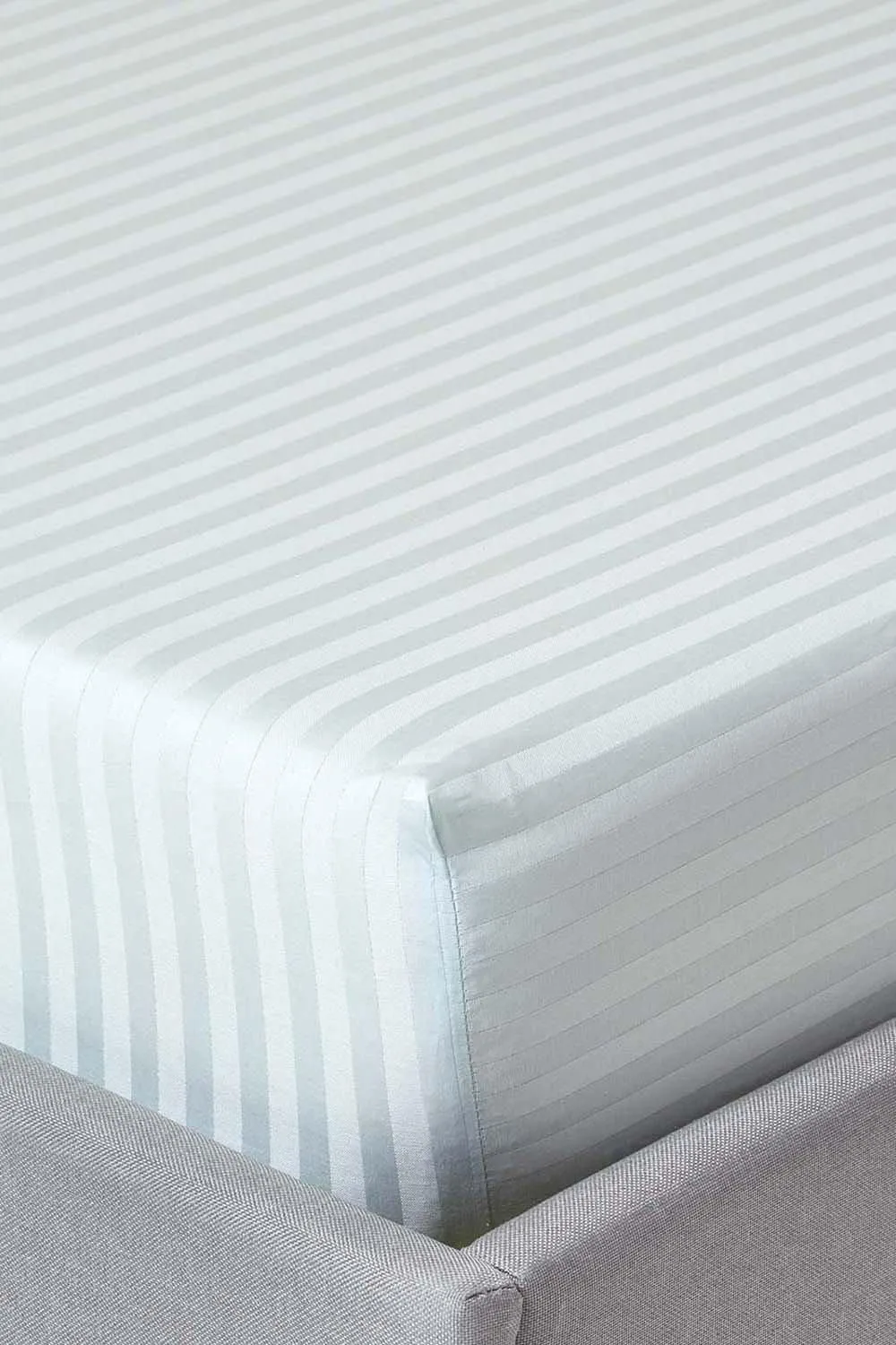 Homescapes Egyptian Cotton Satin Stripe Fitted Sheet 12 inch 330 Thread Count in Blue
