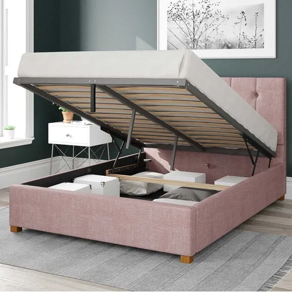 Hepburn Pure Pastel Cotton Ottoman Bed Frame 2