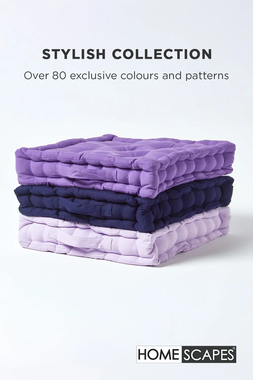 Homescapes Plain Cotton Floor Cushion in Purple 6