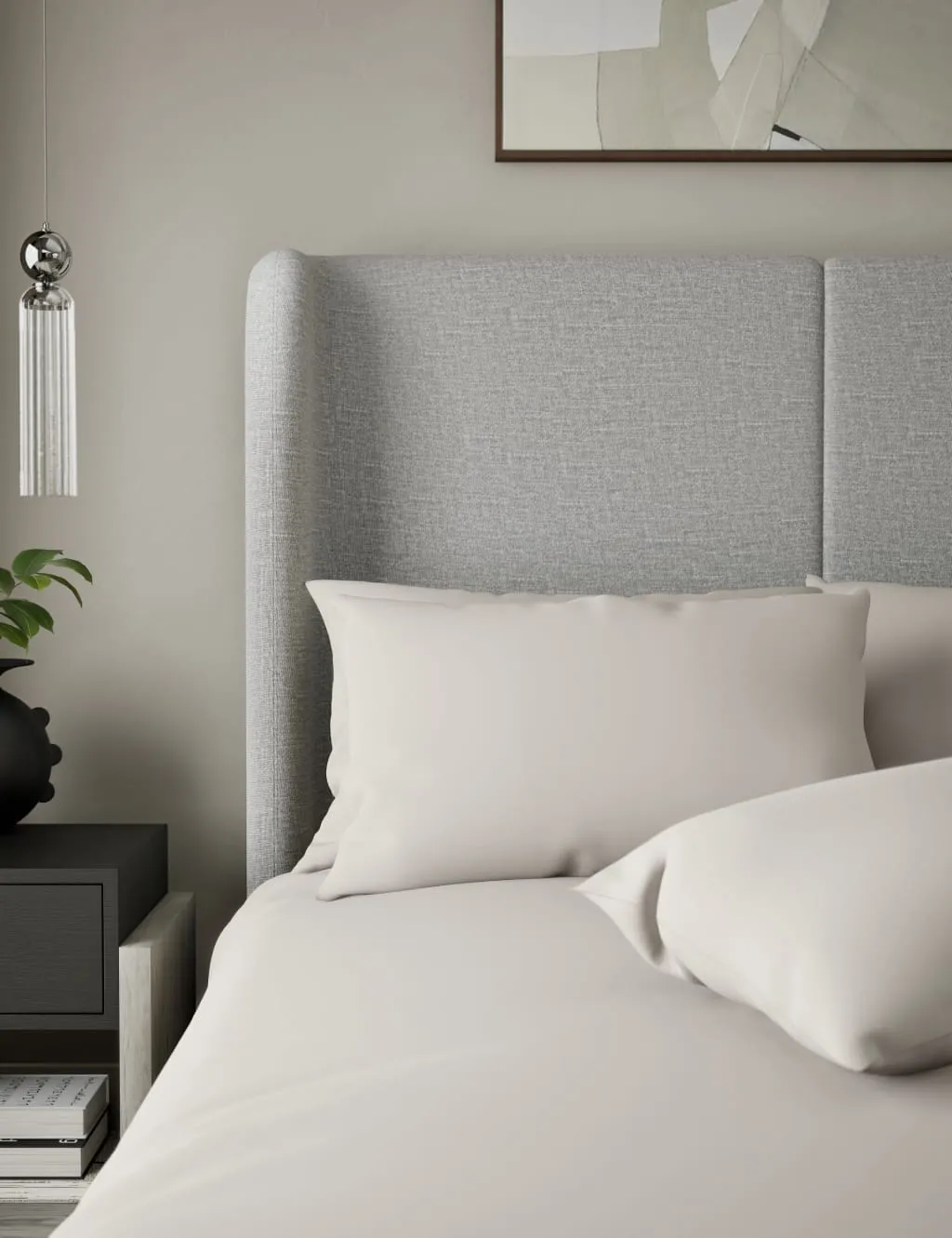 M&S X Kelly Hoppen 2 Pack 500 Thread Count Cotton Sateen Pillowcases Cream