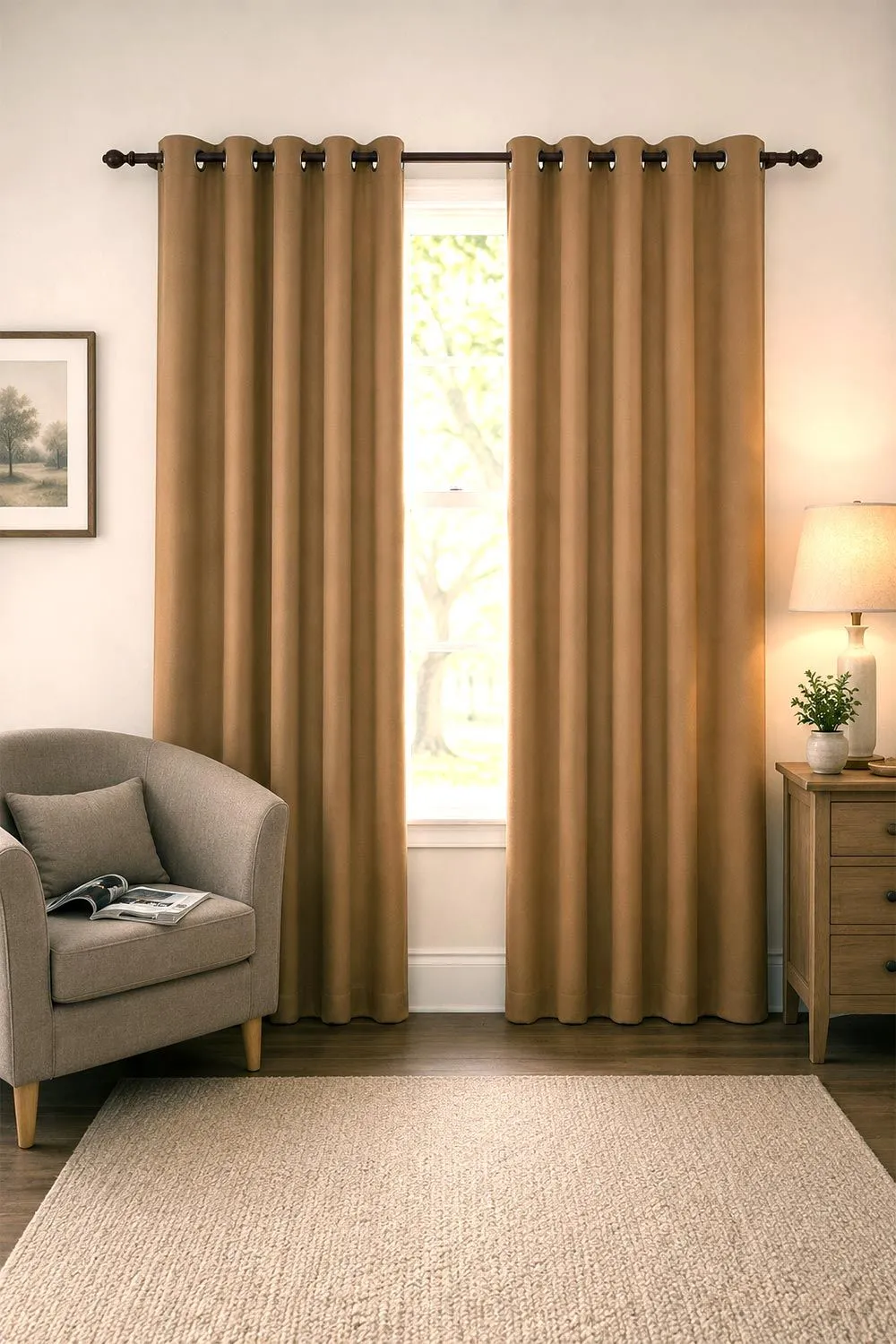 Homescapes Thermal Blackout Eyelet Curtain Pair in Brown 2