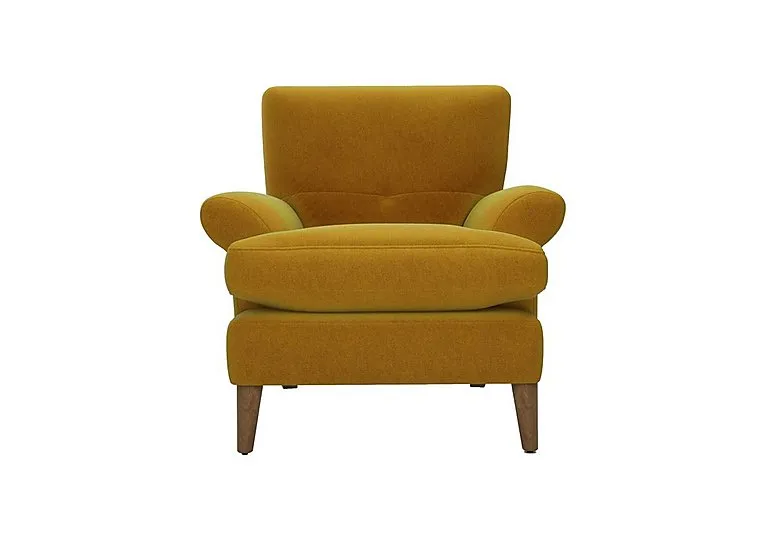 Bronwyn Fabric Joshua Armchair With Washed Oak Feet - Golden Spice