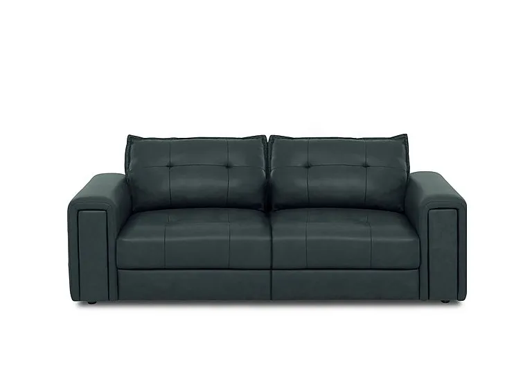 Goliath 3 Seater Leather Sofa with Storage Drawers - Peacock