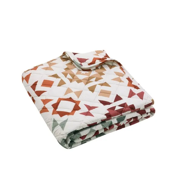 Catherine Lansfield Autumn Patchwork Geometric Bedspread 3