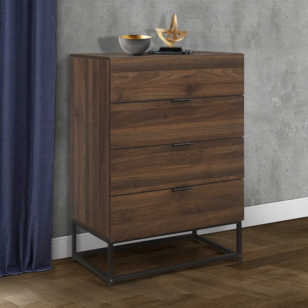 Houston Walnut Wooden 4 Drawer Chest