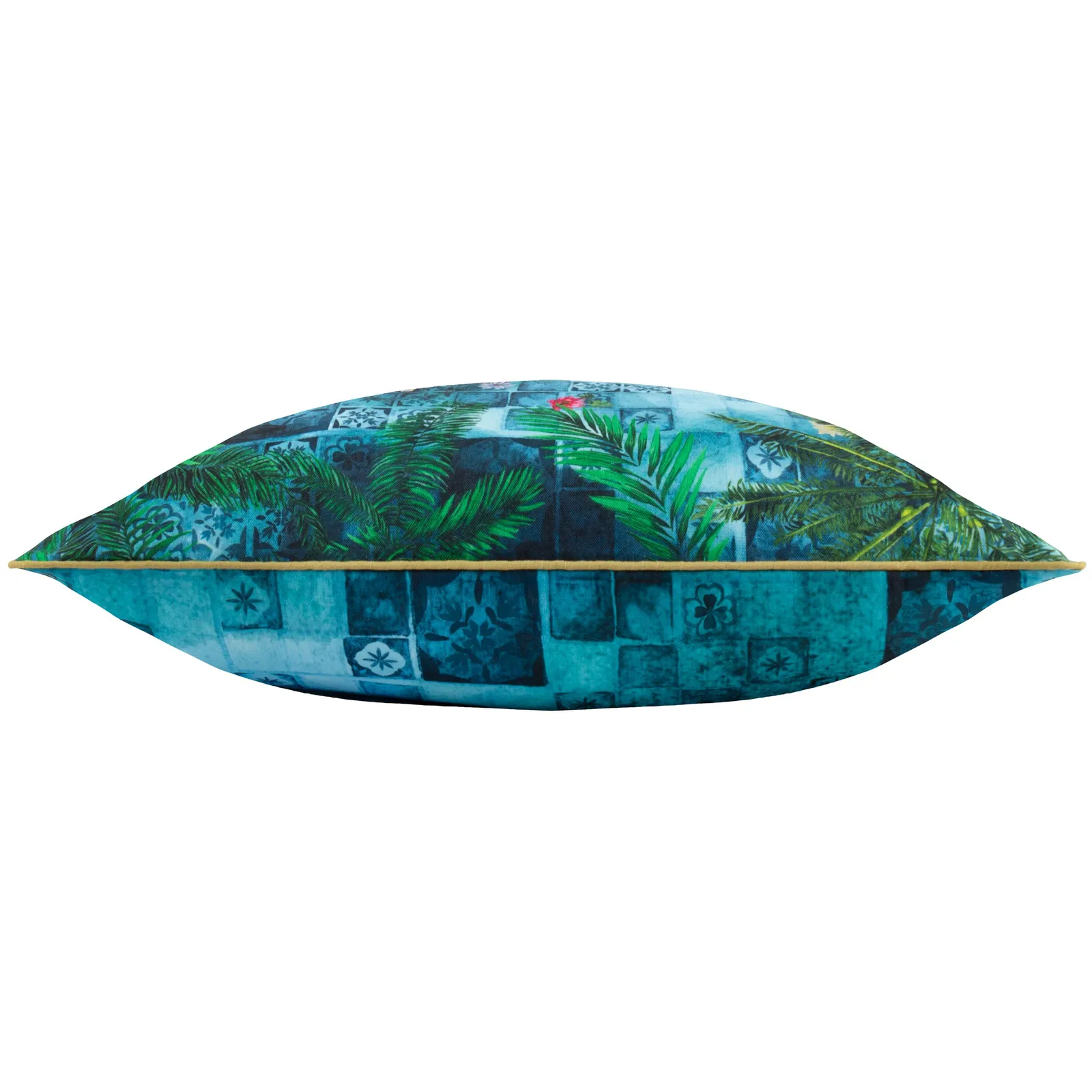 Paoletti Majorelle Leopard Moroccan Piped Outdoor Cushion in Blue 4