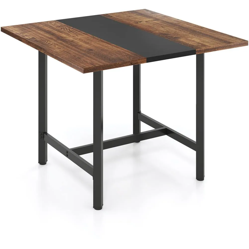 Costway 100CM Square Conference Table Meeting Room Table in Brown