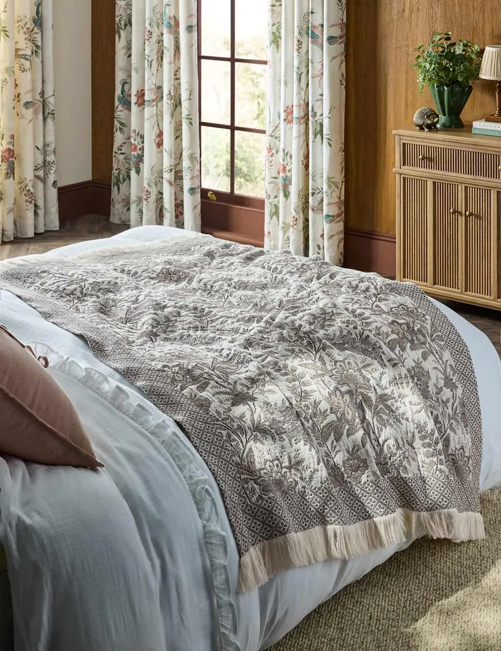 Laura Ashley Marlbrook Jacquard Knit Throw Grey Mix