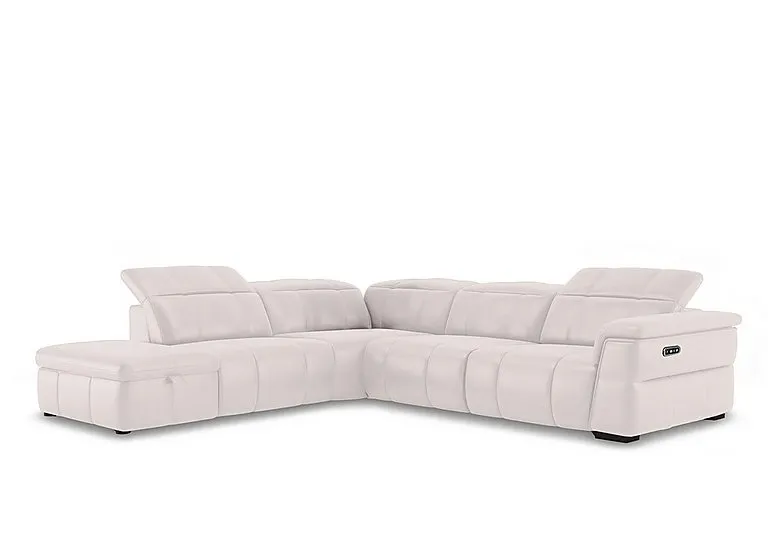 Inca NC Leather Power Recliner Left Hand Facing Corner Sofa with Power Headrests and Storage Chaise End - Cotton - Sofas and Armchairs - In Time for Christmas