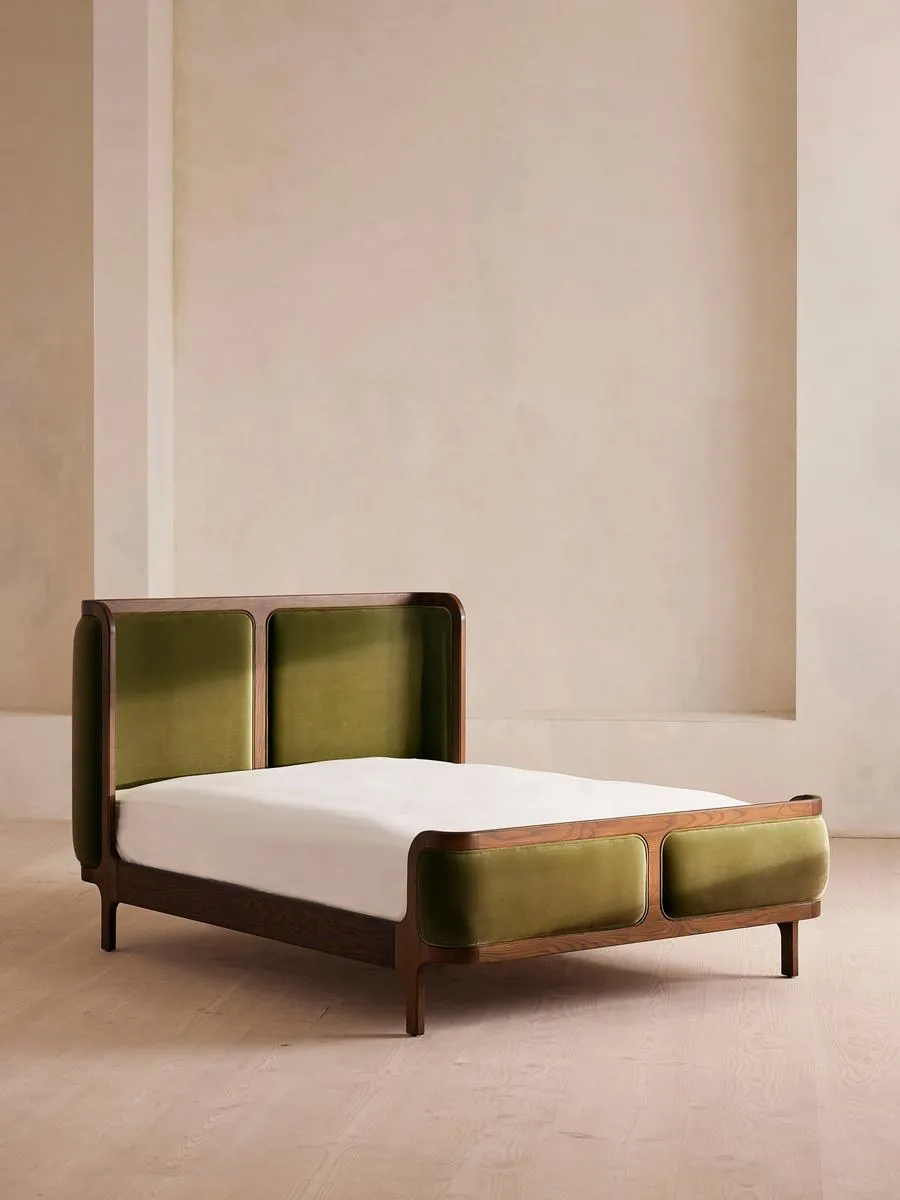 Belsa Bed, King, Velvet, Olive