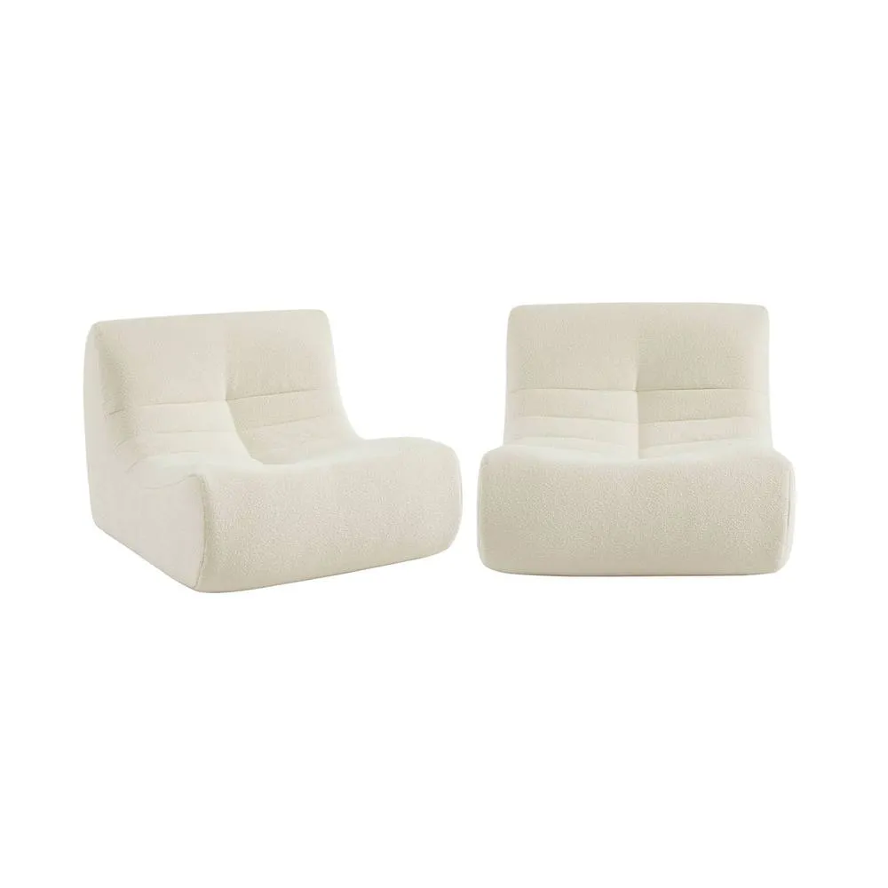 sweeek Pair of 1-seater armchairs in boucle fabric in White 2