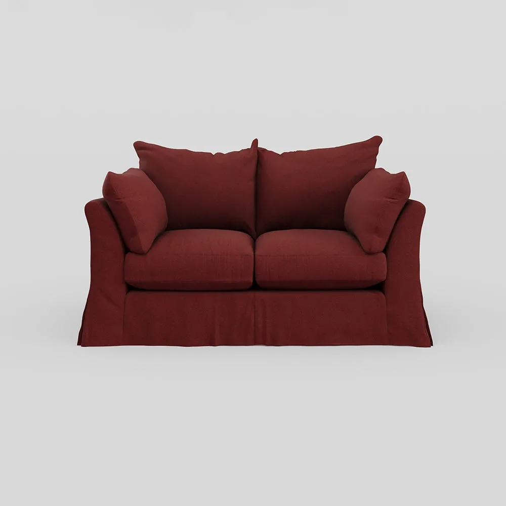 Heal's Tailor Loose Cover 2 Str Sofa Capelo Linen Etruscan Red, Natural Beech Feet