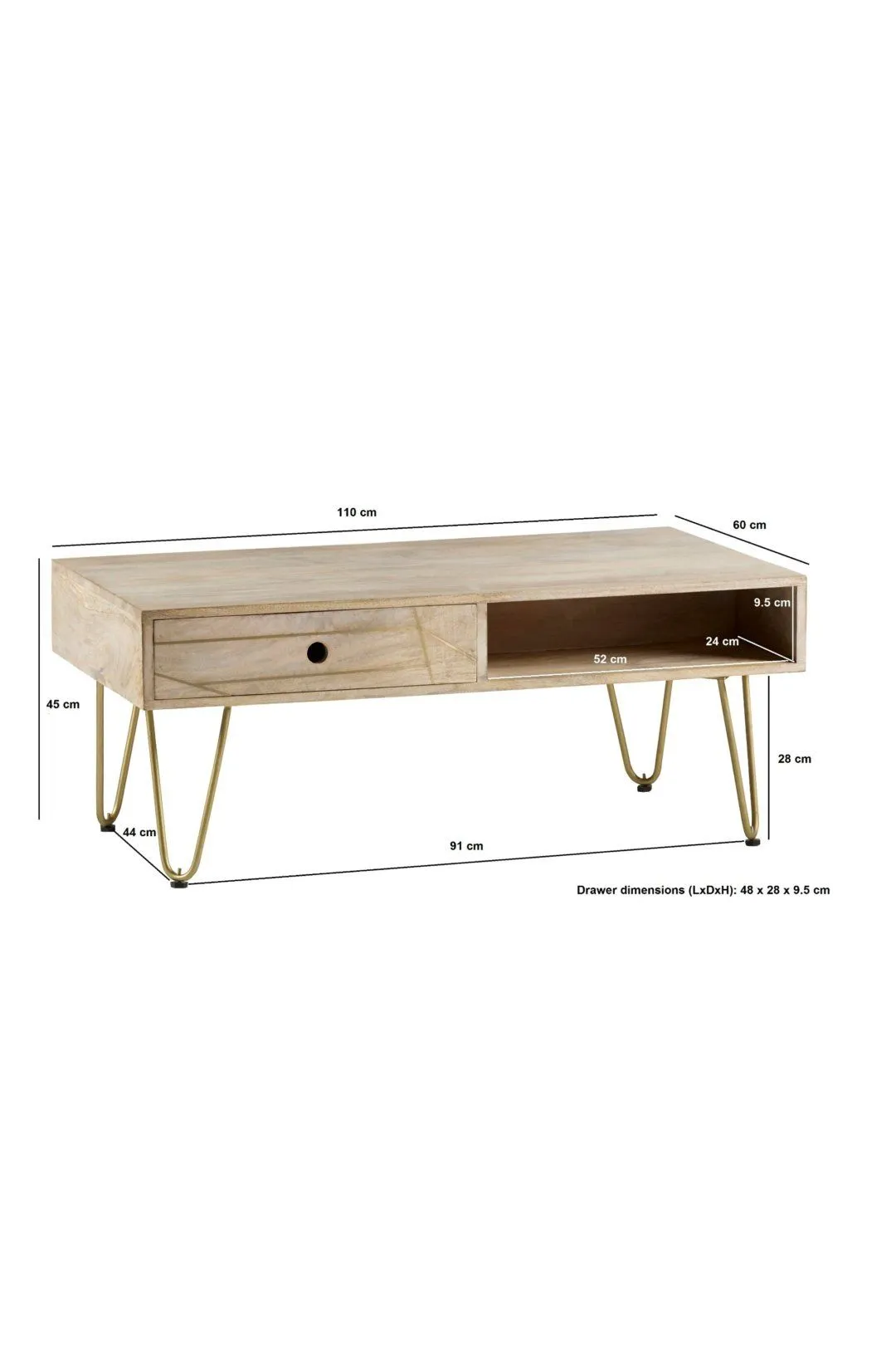 IH Design Rectangular Coffee Table Deiondre Light Mango in Brown 4