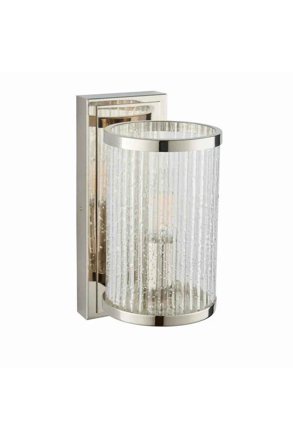 Netlighting Easton 1 Light Wall Bright Nickel Ribbed Glass With Bubbles E14 in Grey 6