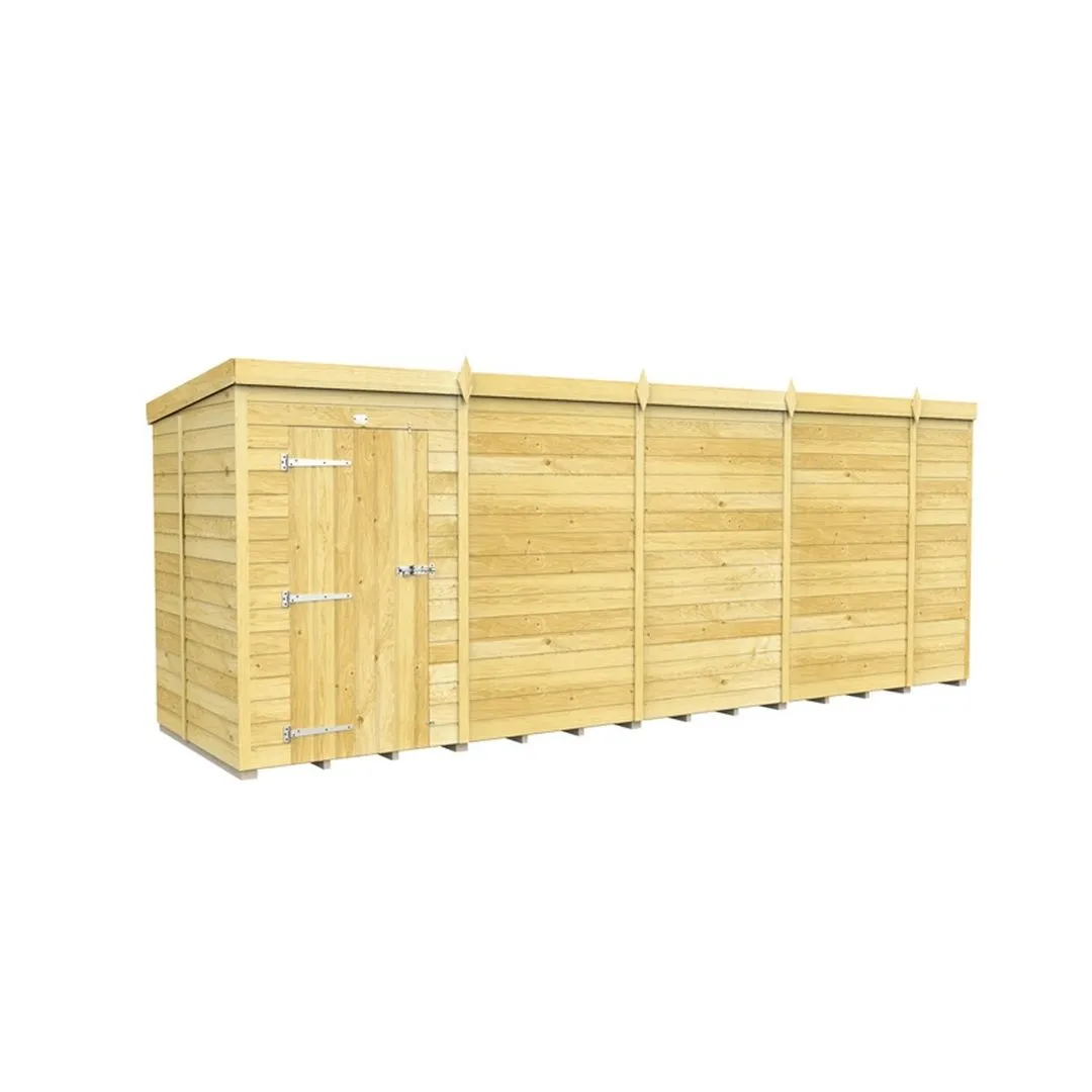 Buttercup Farm 18 x 5 Feet Pent Shed - Single Door W/O Window - L147 x W533 x H201 cm in Brown