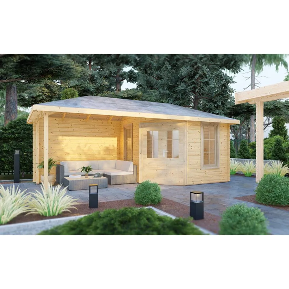 Shires Amarrillo 10 x 20 Feet 44 mm Corner Log Cabin - L280 x W576 x H247.6cm in Light Brown 3