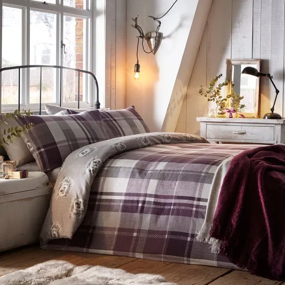 Dream & Drapes Colville Check 100% Brushed Cotton Reversible Duvet Cover & Pillowcase Set