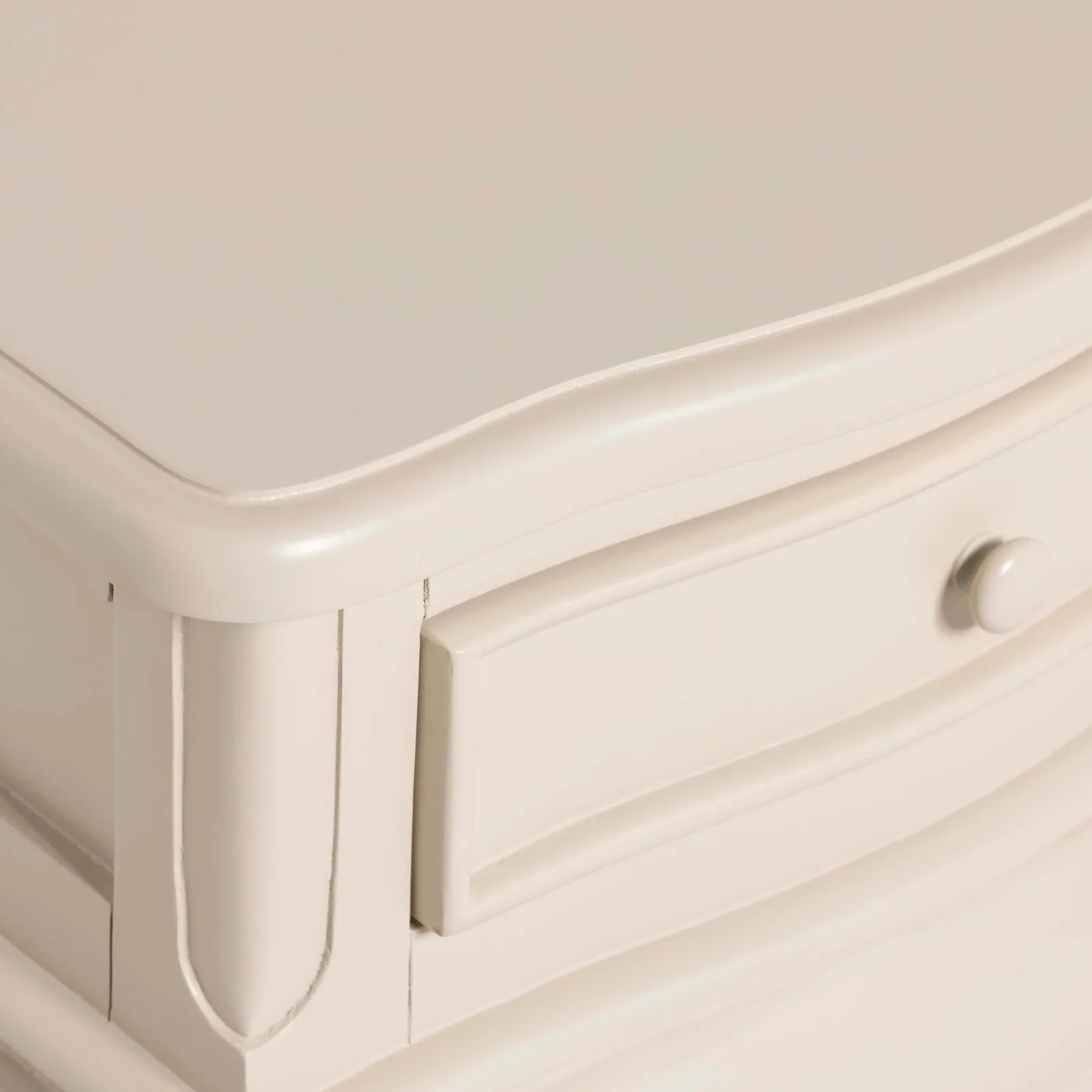 Calista 1 Drawer Curved Leg Bedside Table, White Wood | Barker & Stonehouse 4