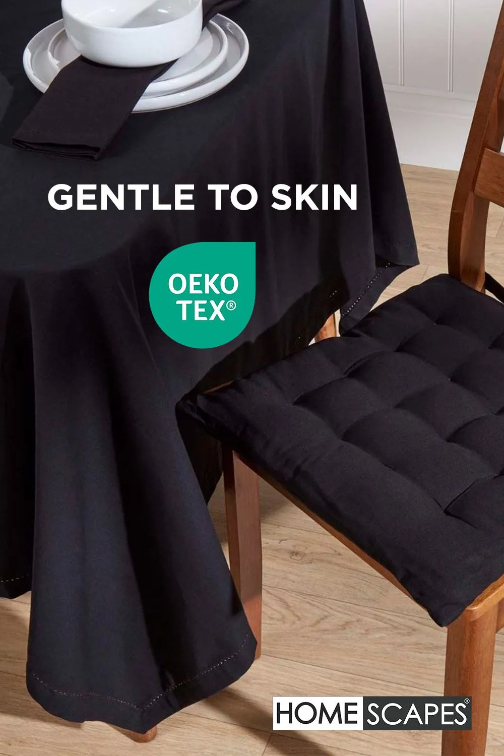 Homescapes 4 Pack Seat Pads Luxury 100% Cotton Indoor Outdoor Garden Cushion, 40cm in Black 3