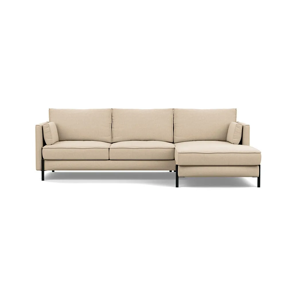 Heal's Tortona Right Hand Facing 4 Seater Corner Chaise Brushed Cotton Oat Black Feet 1