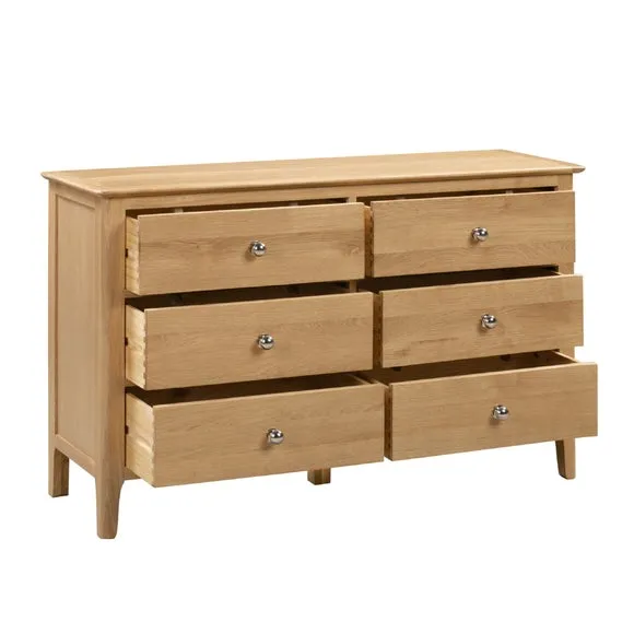 Cotswold Wide 6 Drawer Chest, Oak 3