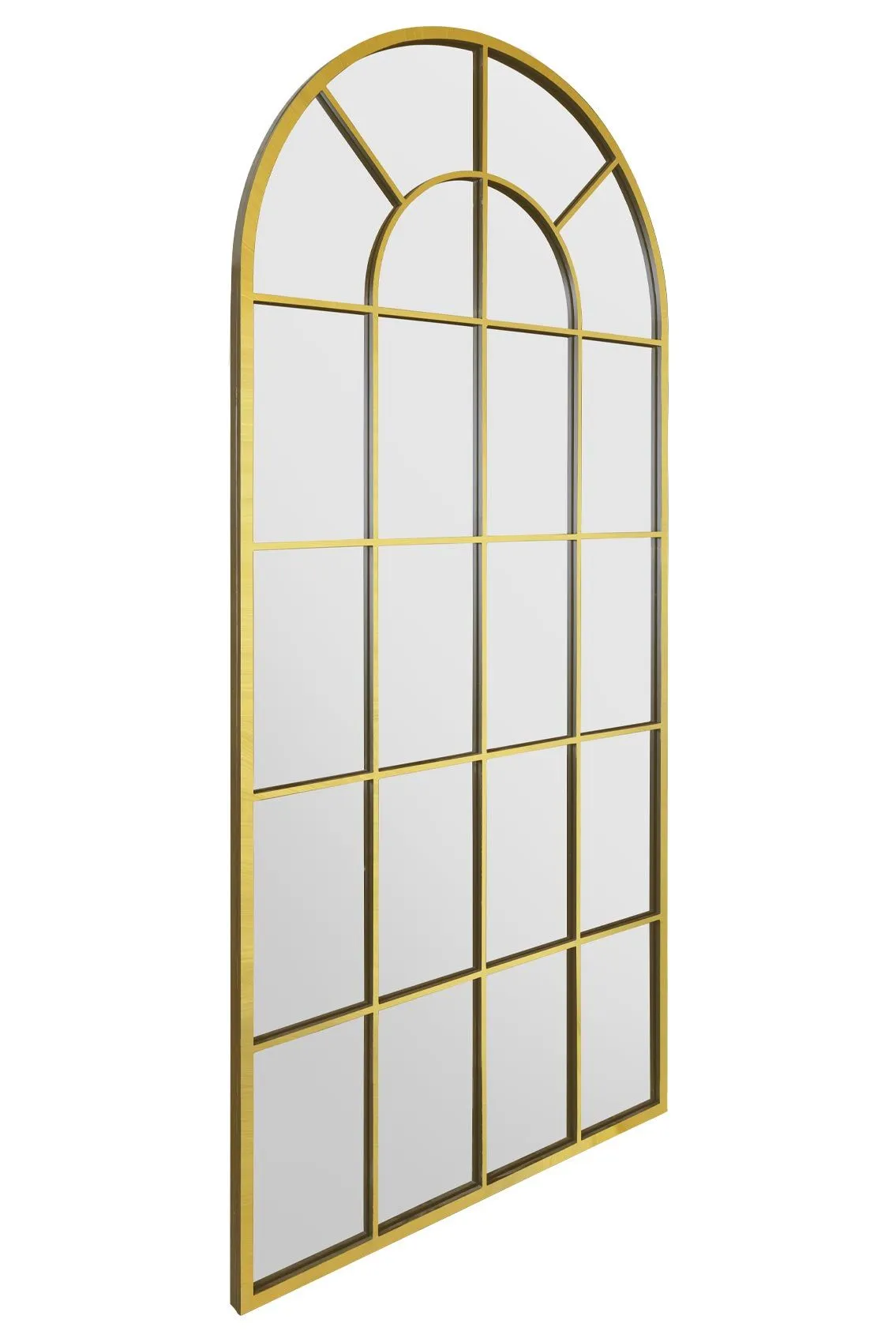 MirrorOutlet The Arcus Gold metal Arched Window Leaner / Wall Mirror 71" X 33.5" (180x85CM) 4