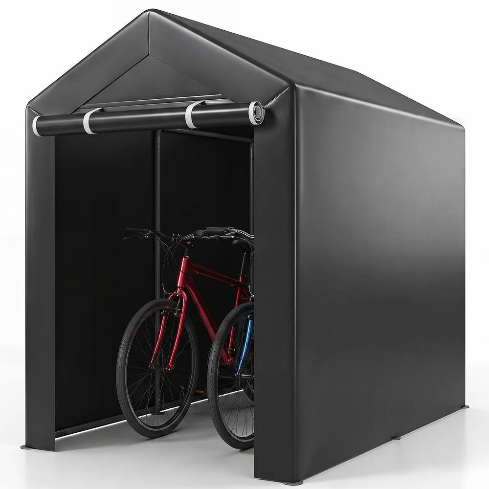 Costway 180x120CM Storage Shed Carport Garage Tent Galvanized Metal Shelter in Grey