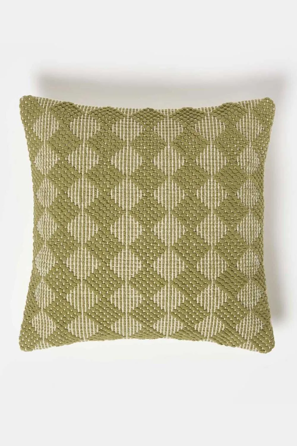 Homescapes Lima Handwoven Textured Green Cushion