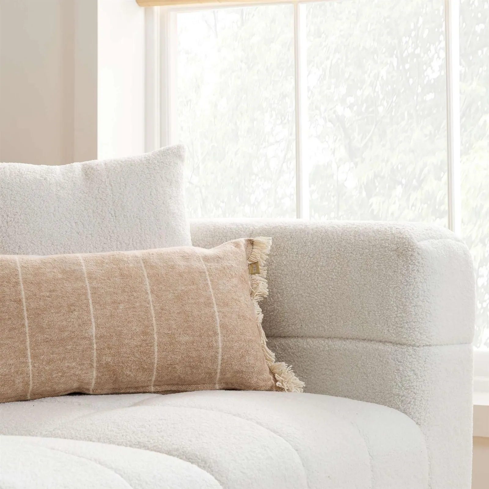 Birlea 3 Seater Sofa Settee White Boucle Teddy Fabric Cloud 6