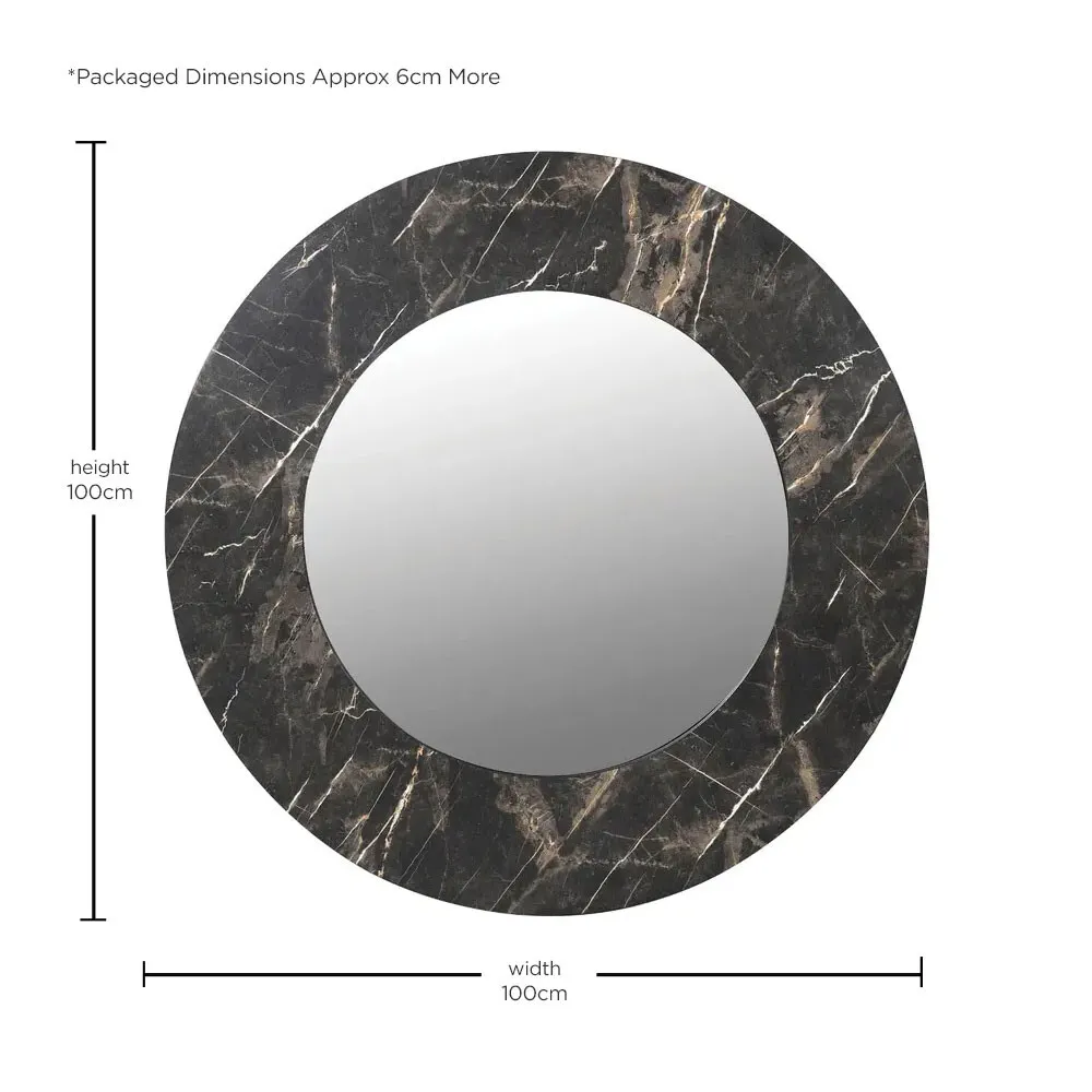 Marble Effect Mirror, Round, Black Wood | Barker & Stonehouse 6