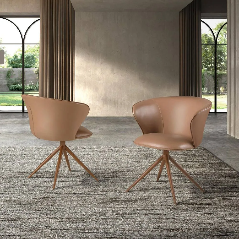 Angel Cerda Swivel Dining Chair in Camel Leatherette 6